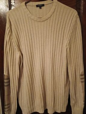 Burberry Men's Ribbed Crewneck Sweater in Light Beige
